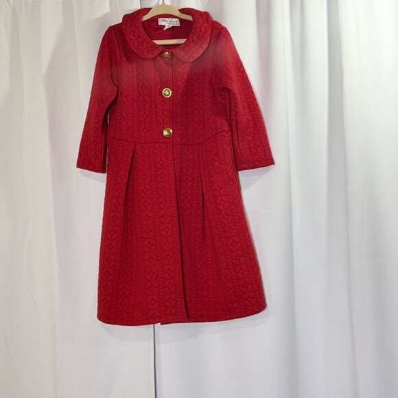 Classic Red Holiday Dress Coat & Plaid Christmas Dress Lots of Love Girls Size 6 - Picture 5 of 14